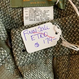 ETRO wool Pants with leather belt loops. NWOT